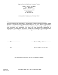 Document preview: Form VN043 Information Release Authorization - County of Ventura, California