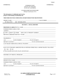 Document preview: Form VN042 Guardianship Questionnaire - County of Ventura, California