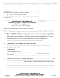 Document preview: Form VN210 Declaration of Due Diligence in Attempts to Locate Alleged Natural Father (Step-Parent Adoption) - County of Ventura, California