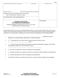 Form VN234 &quot;Ex Parte Application for Temporary Guardianship&quot; - County of Ventura, California