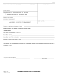 Document preview: Form VN049 Judgment on Sister State Judgment - County of Ventura, California