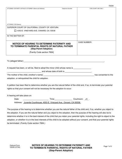 Form VN206 Printable Pdf