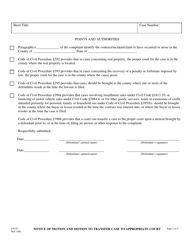 Form VN197 Notice of Motion and Motion to Transfer Case to Appropriate Court - County of Ventura, California, Page 2