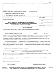 Form VN153 &quot;Notice of Motion and Motion to Pay Judgment in Installments and for Stay of Execution of Judgment&quot; - County of Ventura, California
