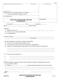 Document preview: Form VN214 Objection to Motion for Visitation (Guardianship) - County of Ventura, California