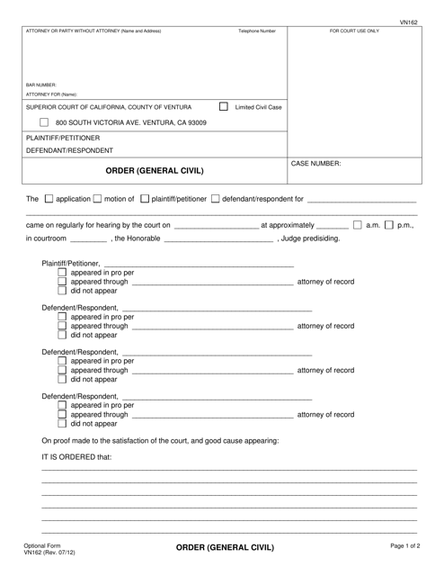 Form VN162  Printable Pdf