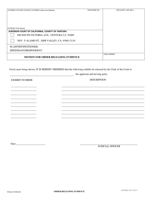 Form VN161  Printable Pdf