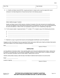 Form VN200 Petition for Authorization to Inspect Adoption and Birth Record Information and to Obtain Copies - County of Ventura, California, Page 2