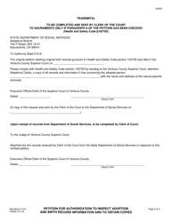 Form VN200 Petition for Authorization to Inspect Adoption and Birth Record Information and to Obtain Copies - County of Ventura, California, Page 3