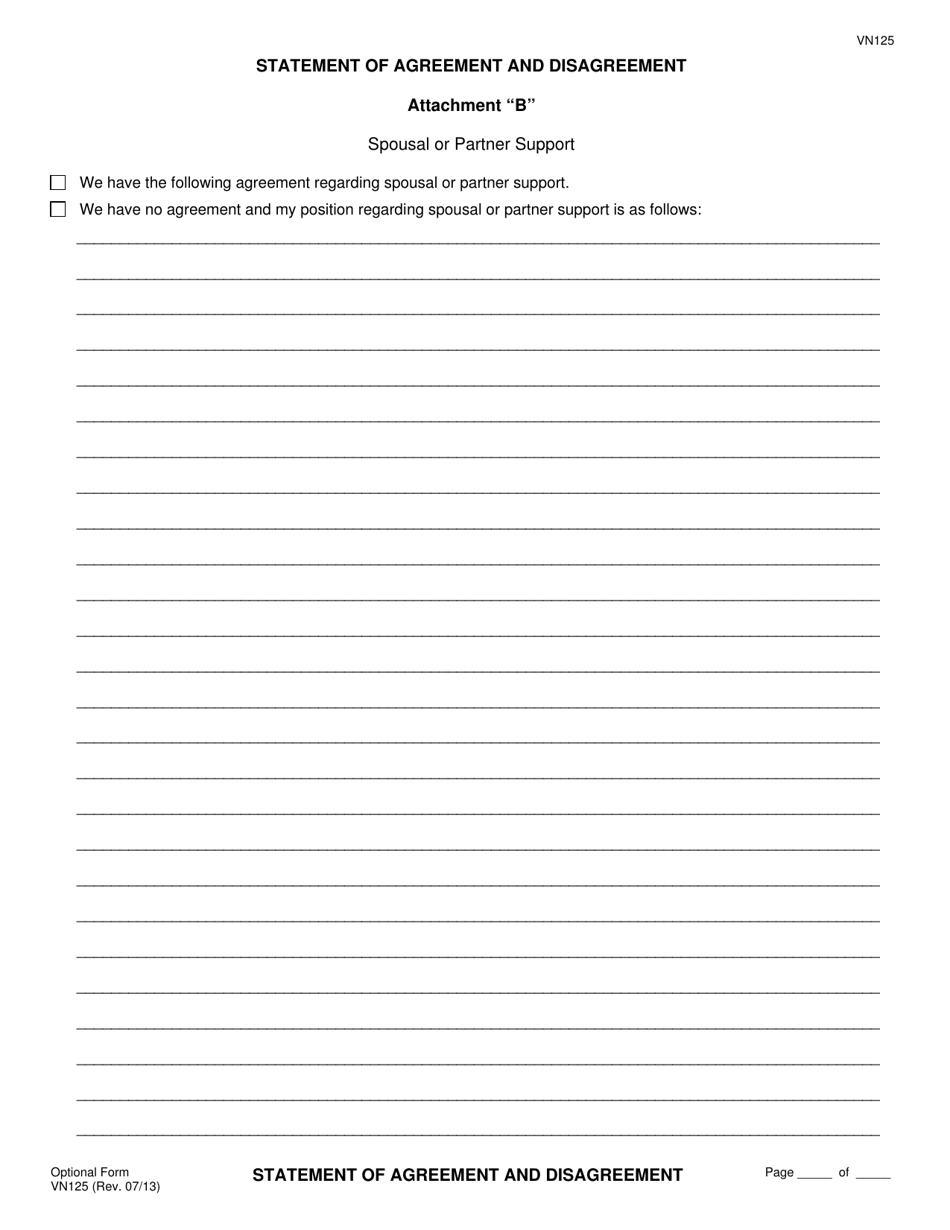 Form VN125 Petitioners / Respondents Statement of Agreement and Disagreement - County of Ventura, California, Page 4