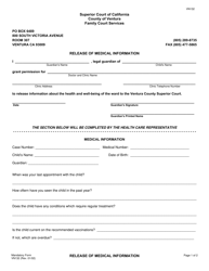 Document preview: Form VN132 Release of Medical Information - County of Ventura, California