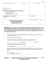 Form VN255 &quot;Proof of Service by Mail of Request for Visitation (Guardianship Case)&quot; - County of Ventura, California