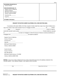Form VN193 &quot;Request for Notice Under California Civil Code Section 2924b&quot; - County of Ventura, California