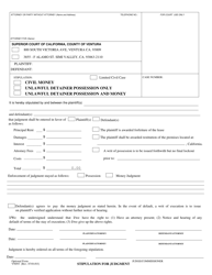 Document preview: Form VN093 Stipulation for Judgment - County of Ventura, California