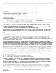 Form VN118 Stipulation and Order for Private Mediation - County of Ventura, California