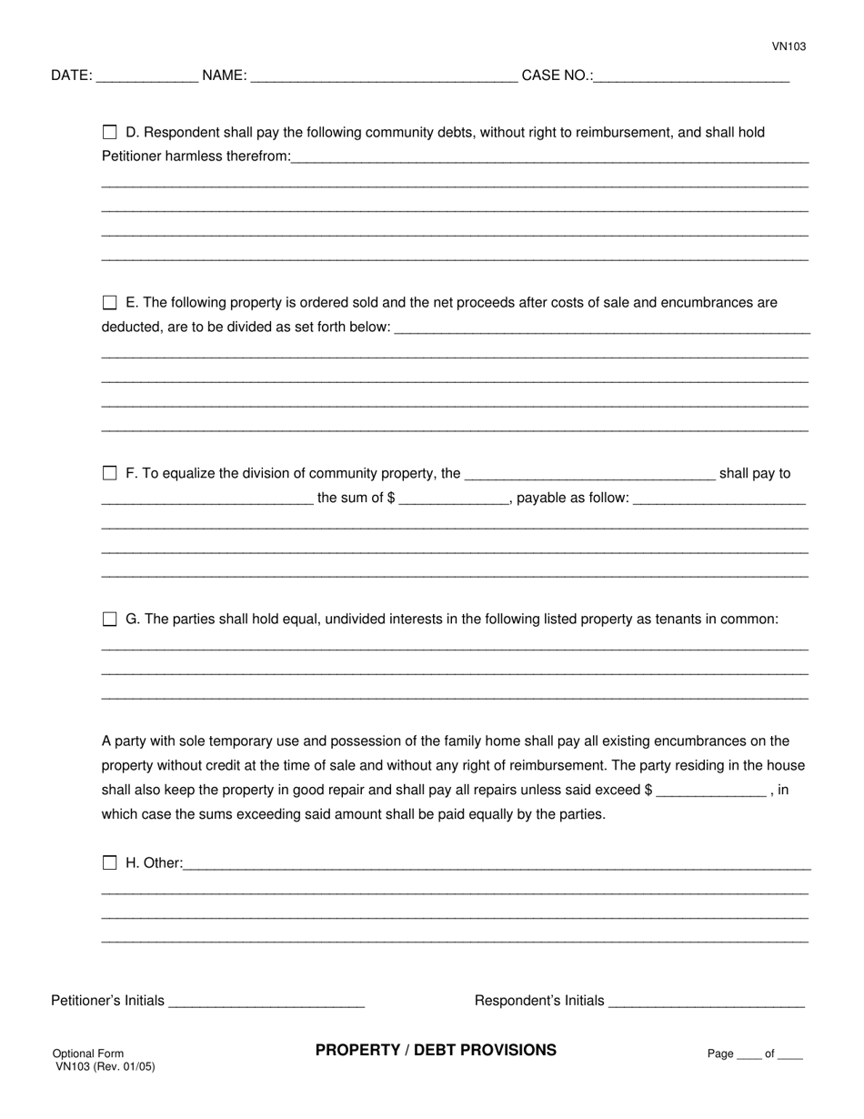 Form VN103 Stipulation and Order on Order to Show Cause; Settlement Agreement at Time of Trial; Continuance Dates - County of Ventura, California, Page 10