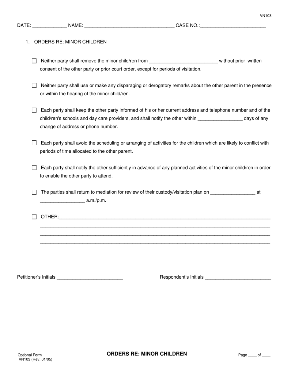 Form VN103 Stipulation and Order on Order to Show Cause; Settlement Agreement at Time of Trial; Continuance Dates - County of Ventura, California, Page 5