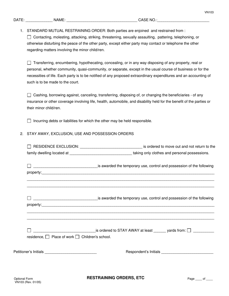 Form VN103 Stipulation and Order on Order to Show Cause; Settlement Agreement at Time of Trial; Continuance Dates - County of Ventura, California, Page 8