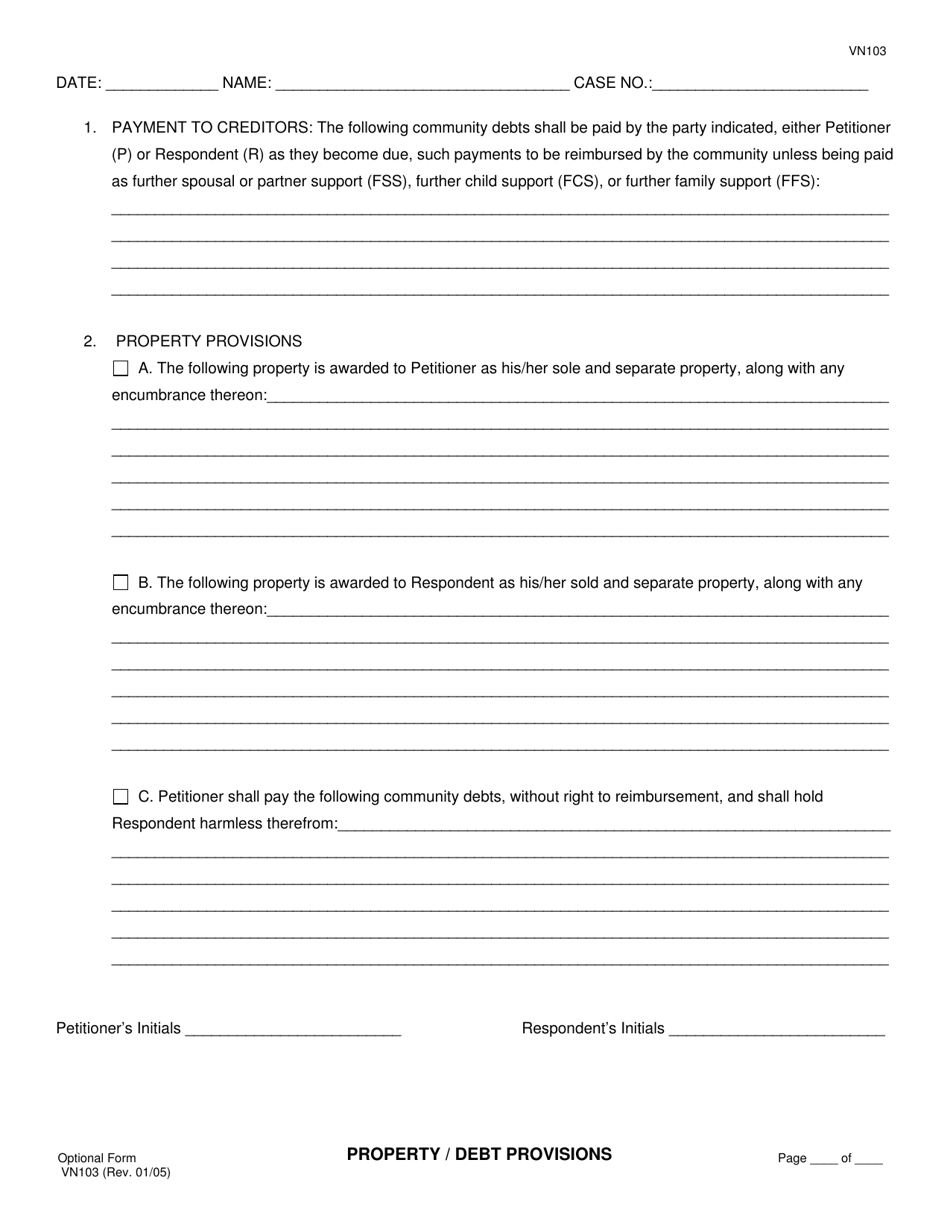 Form VN103 Stipulation and Order on Order to Show Cause; Settlement Agreement at Time of Trial; Continuance Dates - County of Ventura, California, Page 9