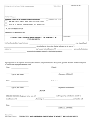 Document preview: Form VN152 Stipulation and Order for Payment of Judgment in Installments (Limited Civil) - County of Ventura, California