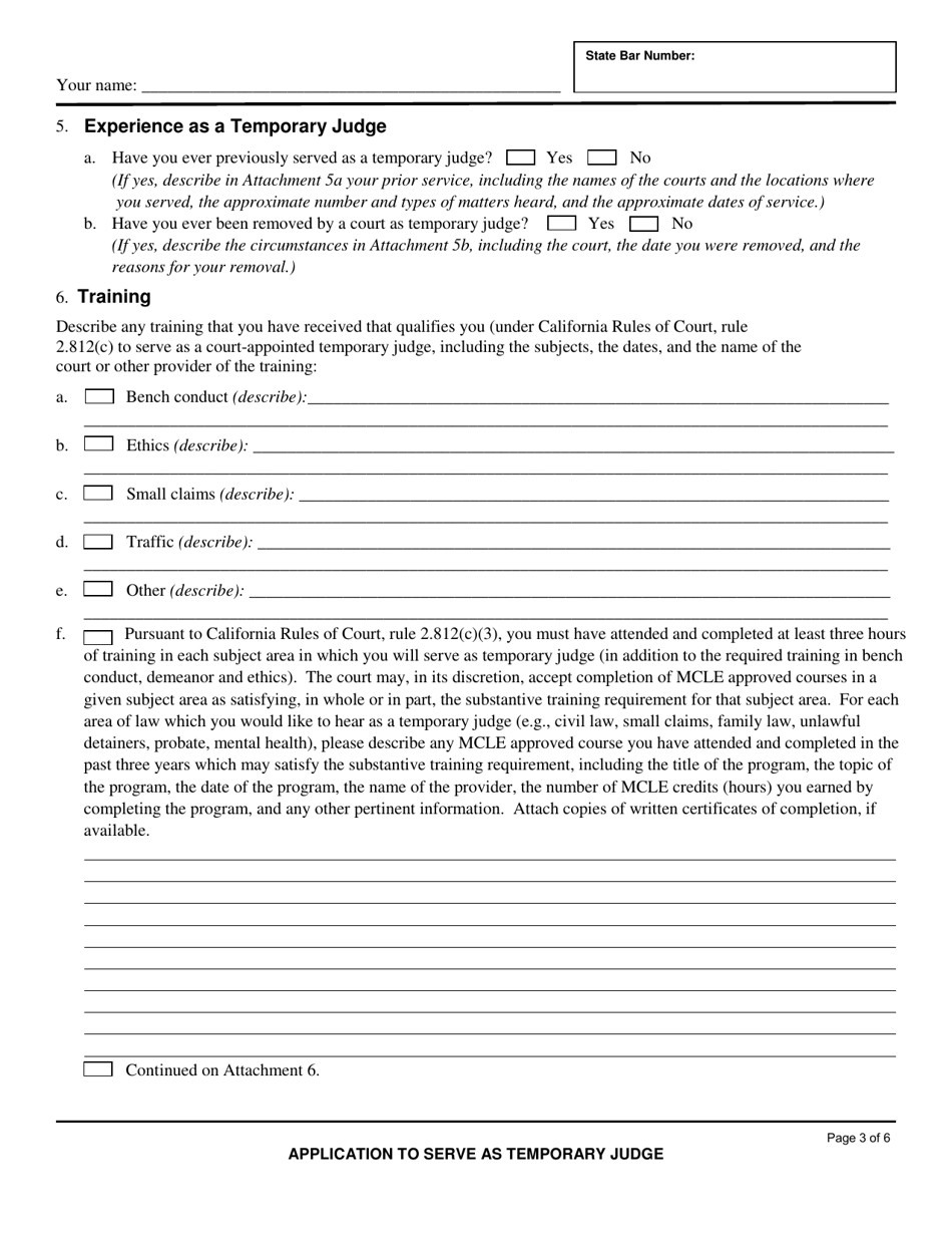 Application to Serve as Temporary Judge - County of Ventura, California, Page 3