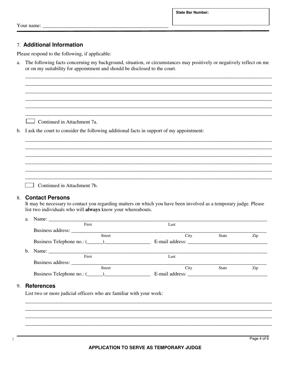 Application to Serve as Temporary Judge - County of Ventura, California, Page 4