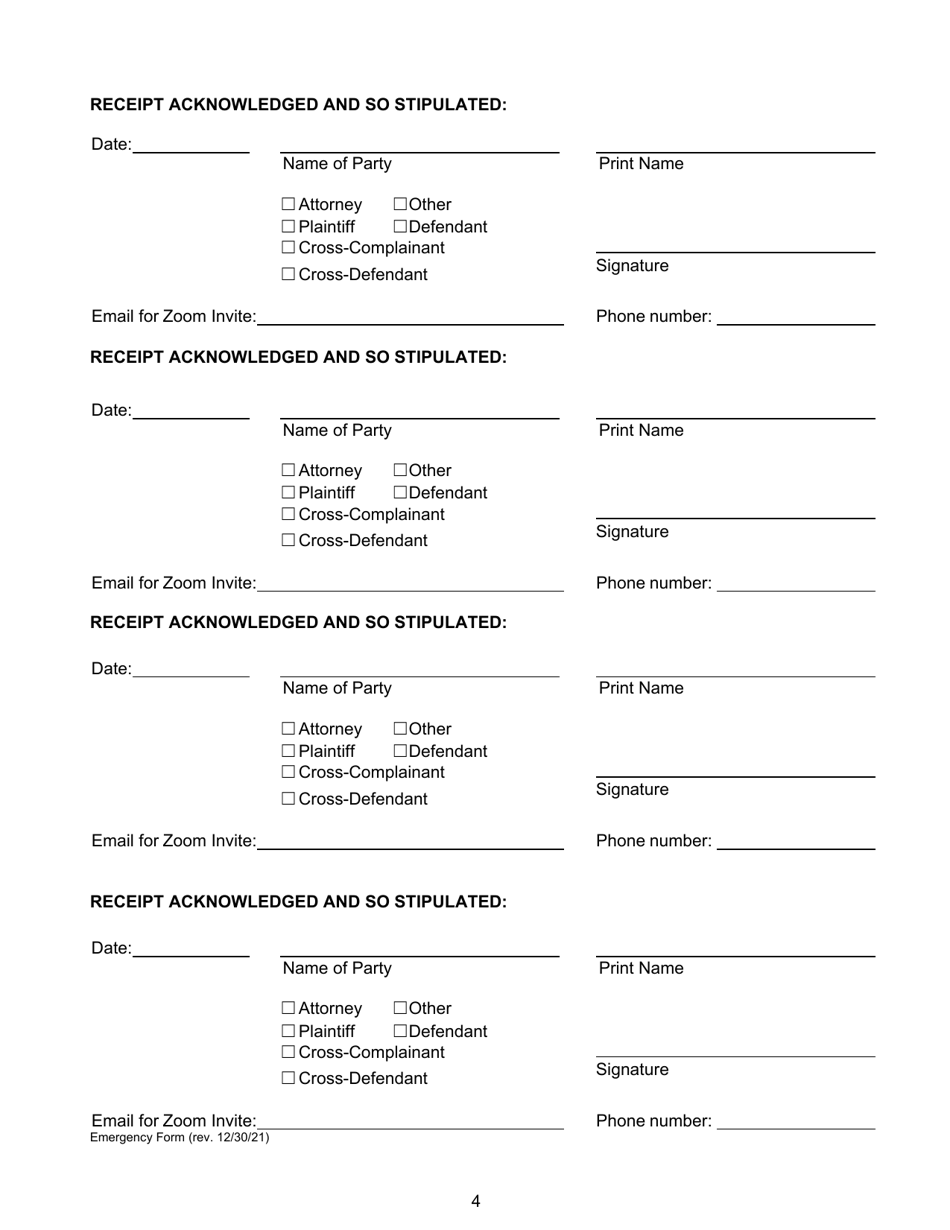Remote Mandatory Settlement Conference Procedures; Acknowledgement of Receipt  Stipulation - County of Ventura, California, Page 4