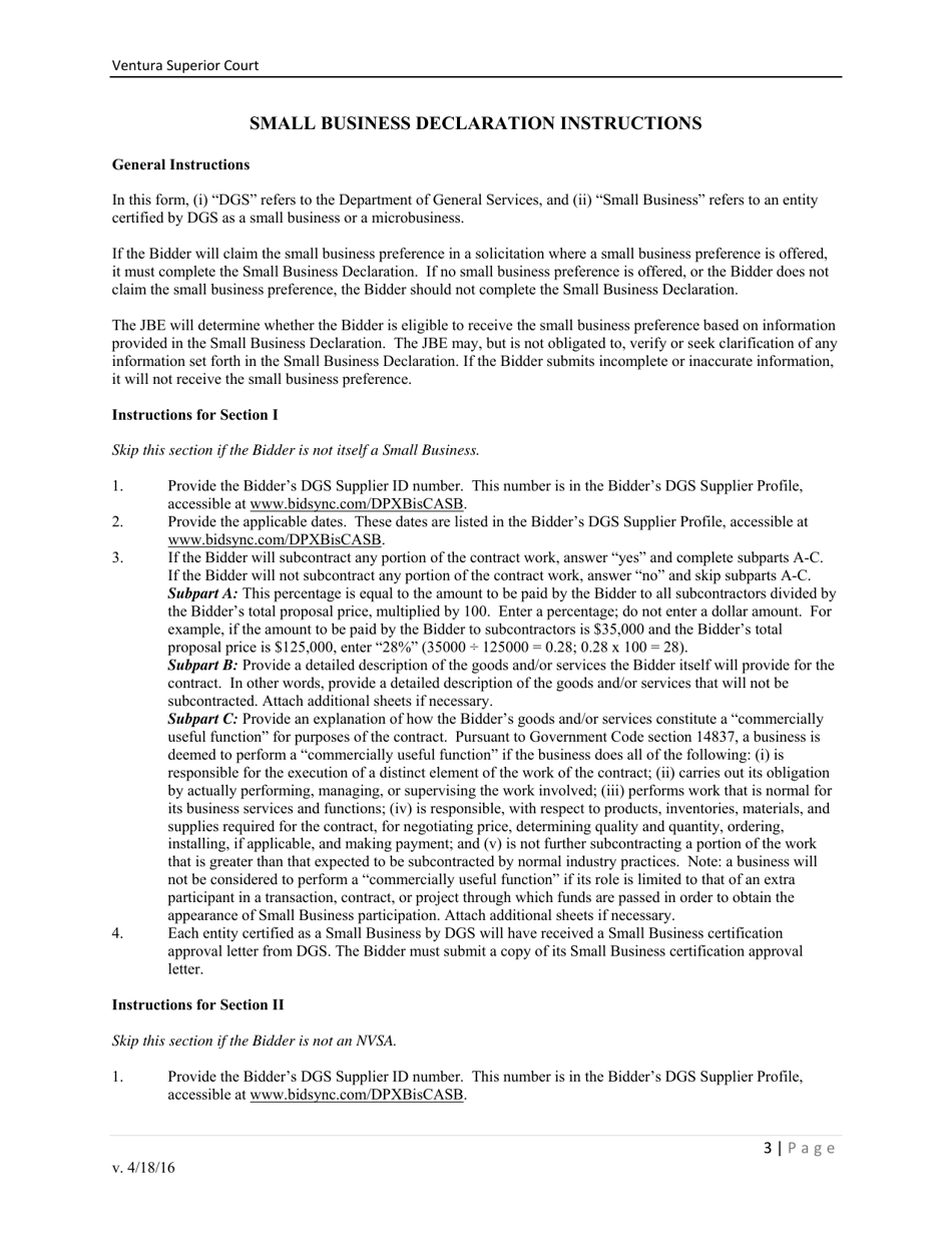 Small Business Declaration - County of Ventura, California, Page 3
