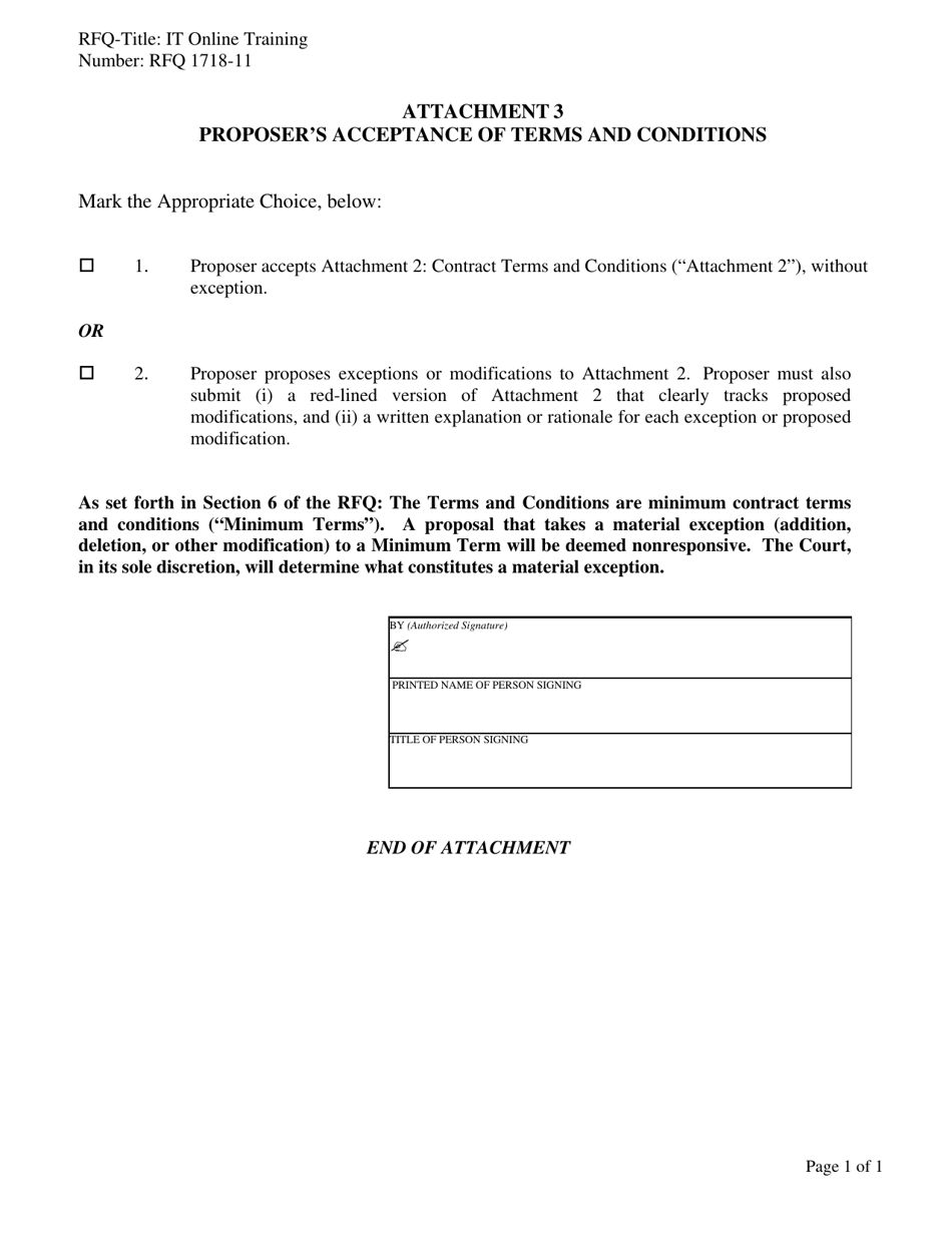Attachment 3 Proposers Acceptance of Terms and Conditions - It Online Training - County of Ventura, California, Page 1