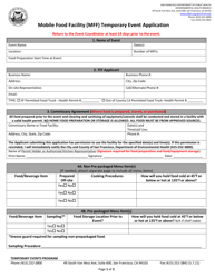 Document preview: Mobile Food Facility (Mff) Temporary Event Application - City and County of San Francisco, California