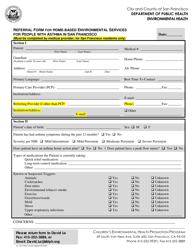 Document preview: Referral Form for Home-Based Environmental Services for People With Asthma in San Francisco - City and County of San Francisco, California