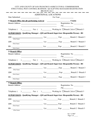 Structural Pest Control Business/Qualifying Manager Registration - Branch 2 &amp; 3 - City and County of San Francisco, California, Page 2