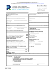 Document preview: New Occupant Water Customer Application - City of Philadelphia, Pennsylvania
