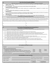 Retail Tobacco Permit Pre-application, Affidavit and Planning Referral - City and County of San Francisco, California, Page 2