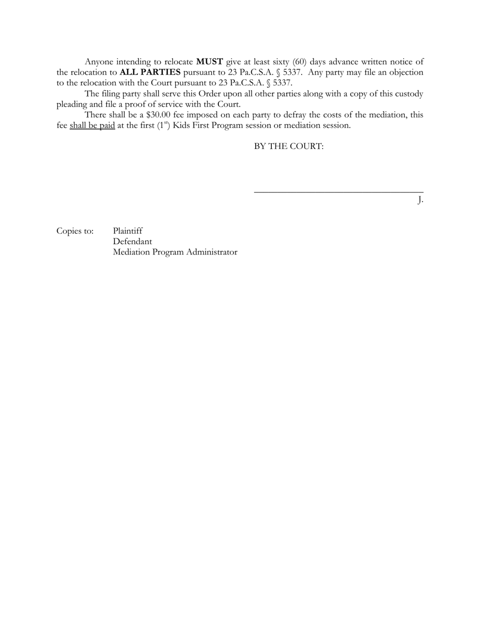 Mediation Orientation Session / Kids First Program Order - Snyder County, Pennsylvania, Page 2