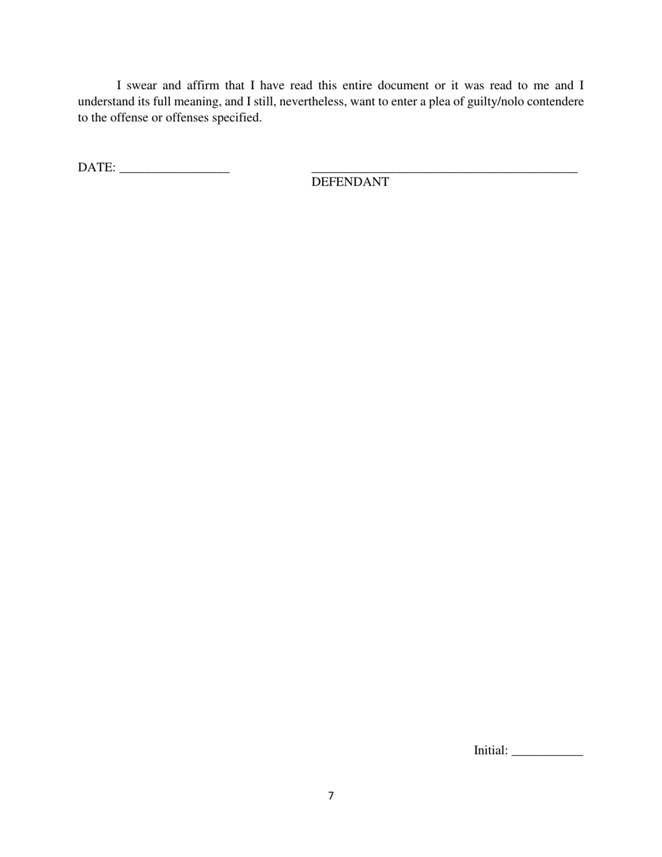 Guilty Plea Colloquy Form - Snyder County, Pennsylvania, Page 7