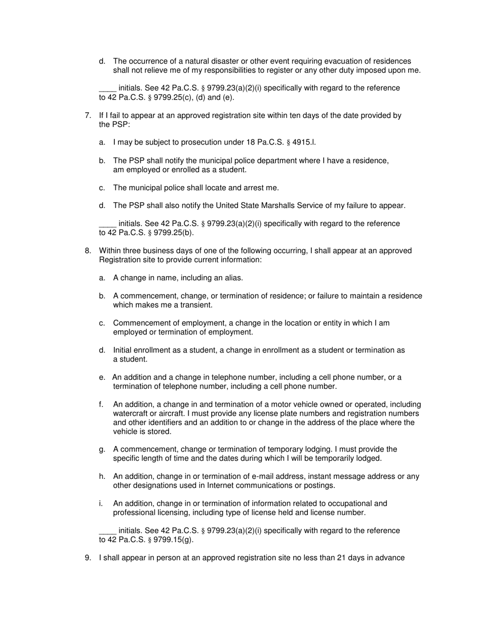 Court Notification to Juvenile Offender Pursuant to 42 Pa.c.s. 9799.23 - Snyder County, Pennsylvania, Page 3