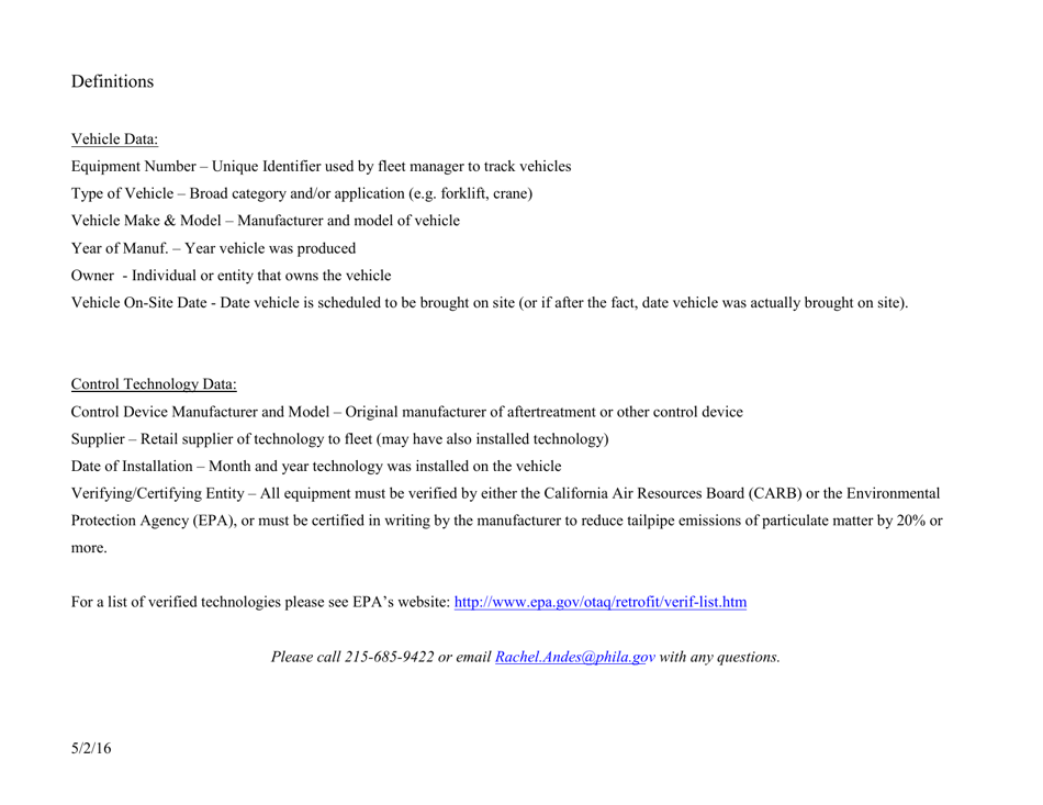 Fleet Roster for Public Works Construction Projects - City of Philadelphia, Pennsylvania, Page 3