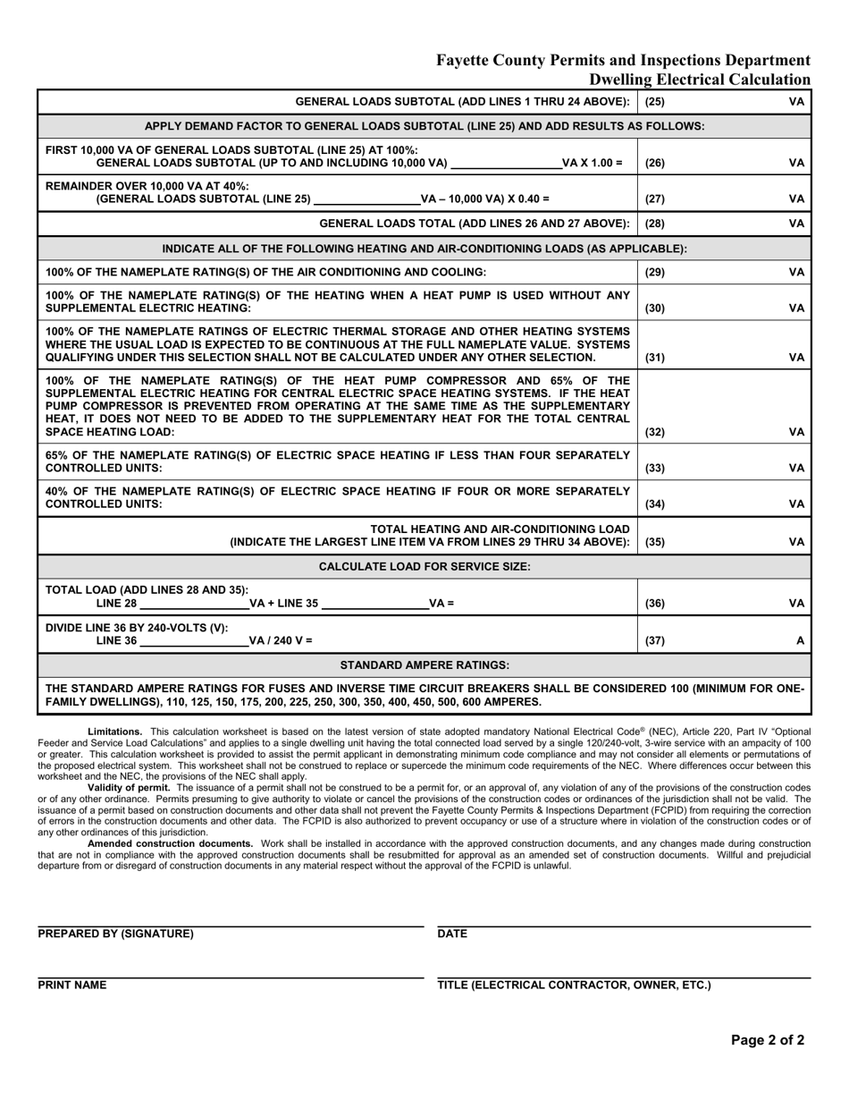 Dwelling Electrical Calculation - Fayette County, Georgia (United States), Page 2