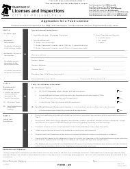 Form AB (L_028_F) &quot;Application for a Food License&quot; - City of Philadelphia, Pennsylvania