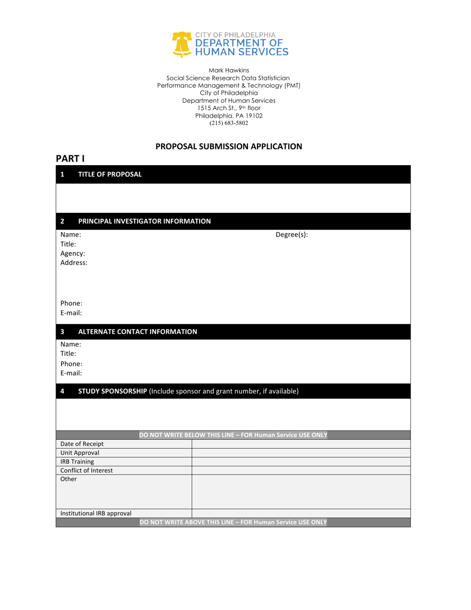 Proposal Submission Application - Performance Management  Technology (Pmt) - City of Philadelphia, Pennsylvania, Page 1