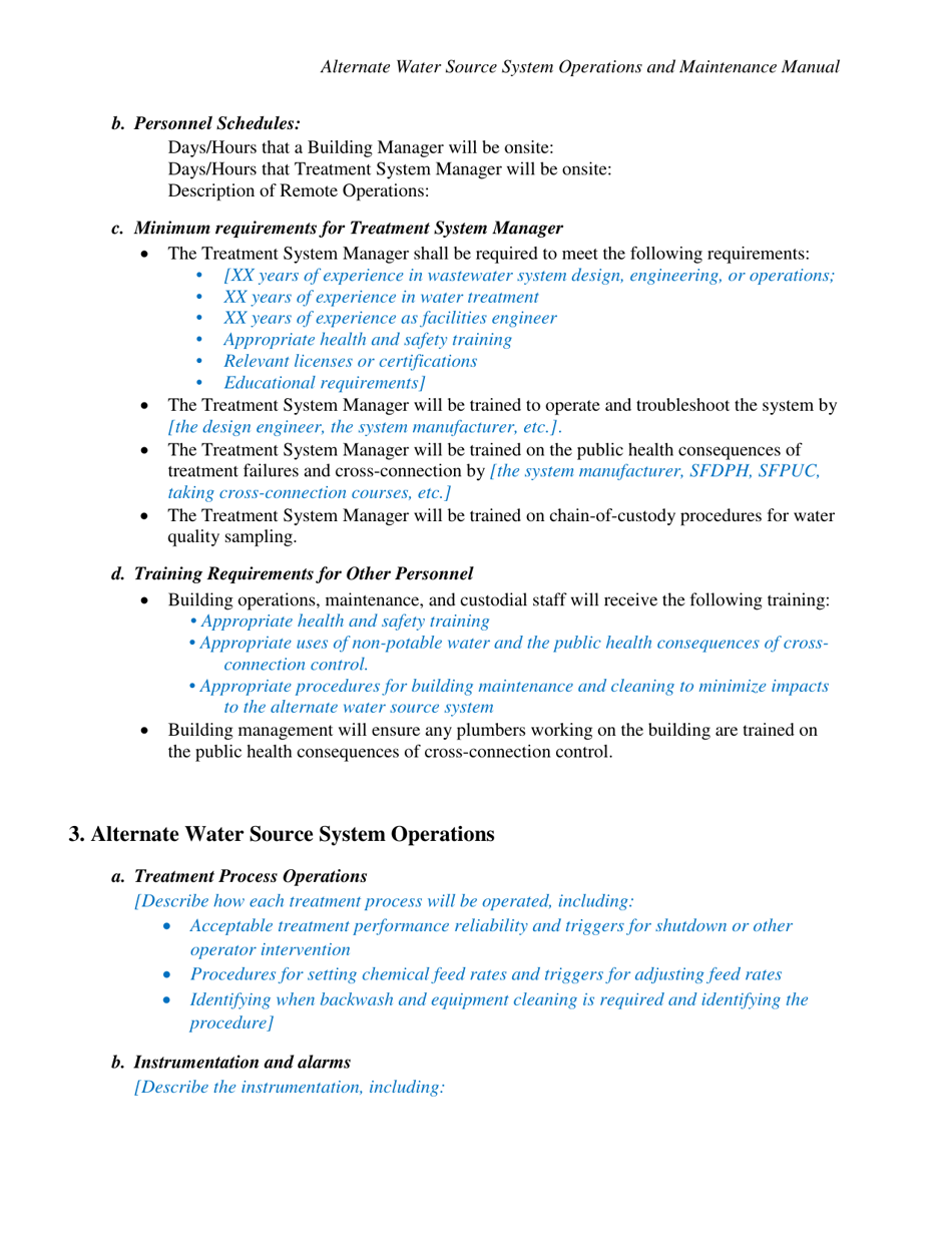 Alternate Water Source System Operations and Maintenance Manual - City and County of San Francisco, California, Page 5
