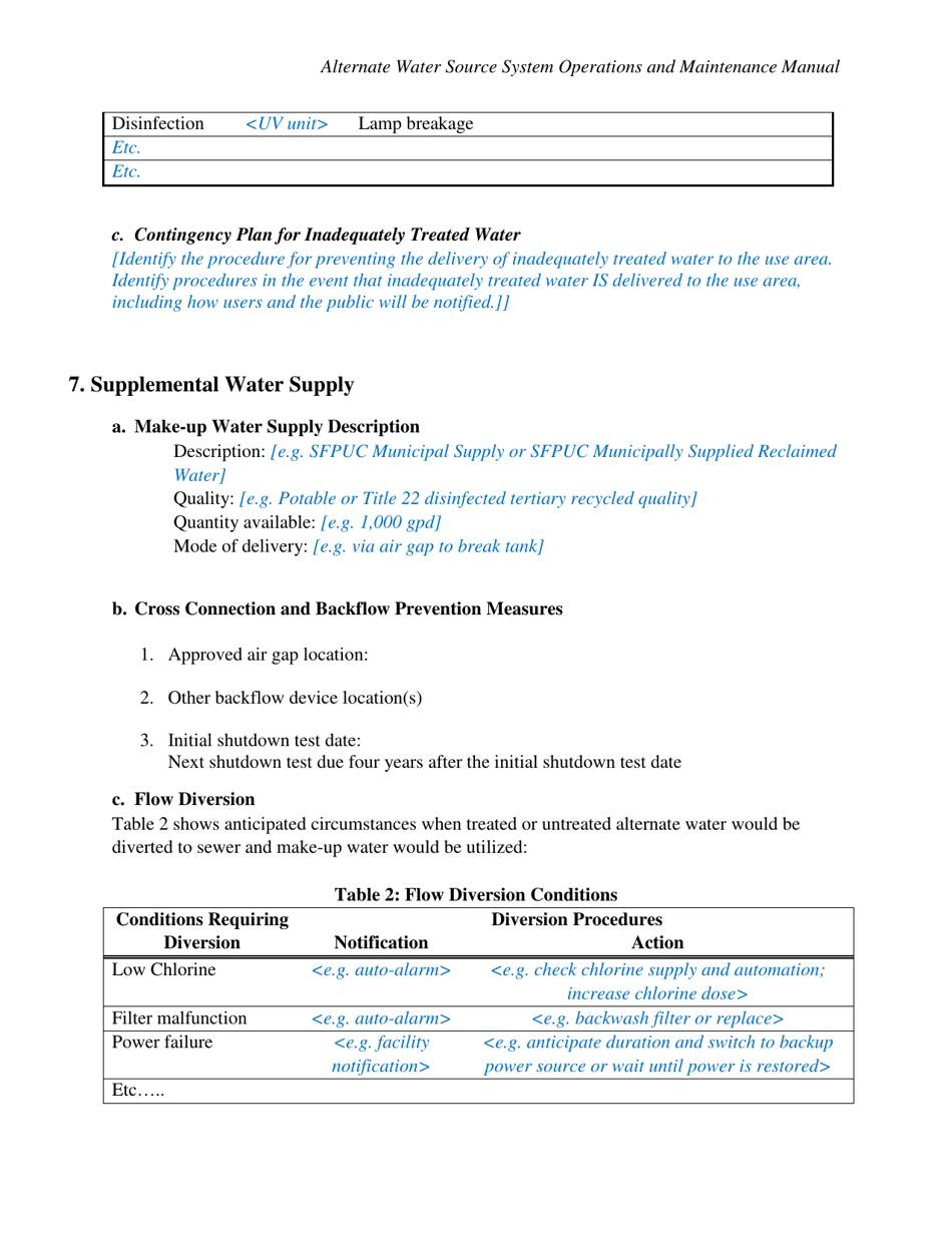 Alternate Water Source System Operations and Maintenance Manual - City and County of San Francisco, California, Page 8