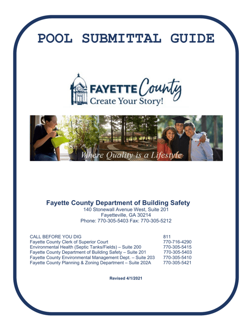 Pool Submittal Guide - Fayette County, Georgia (United States) Download Pdf