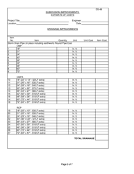 Form DS-49 Subdivision Improvements Estimate of Costs - County of Ventura, California, Page 3