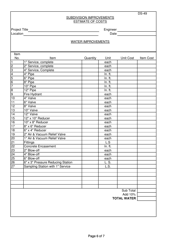 Form DS-49 Subdivision Improvements Estimate of Costs - County of Ventura, California, Page 6