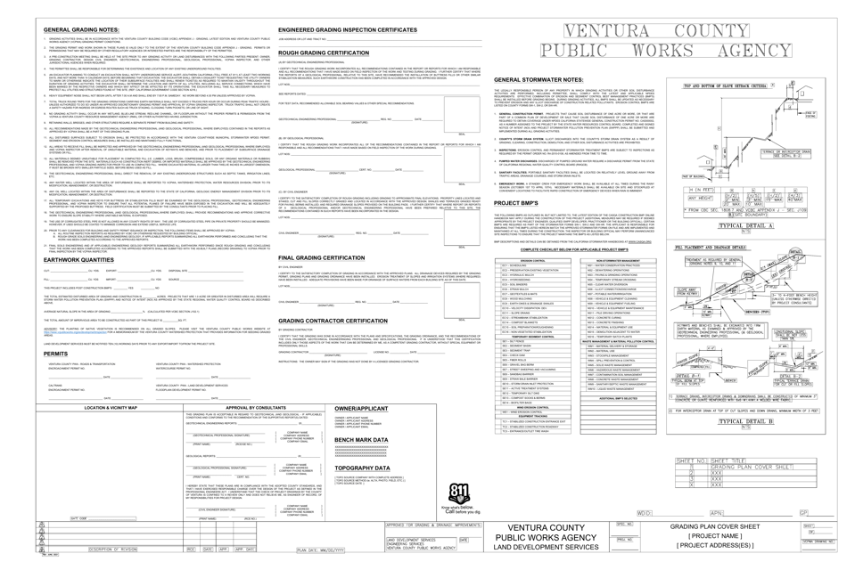 Vcpwa Grading Cover Sheet - County of Ventura, California