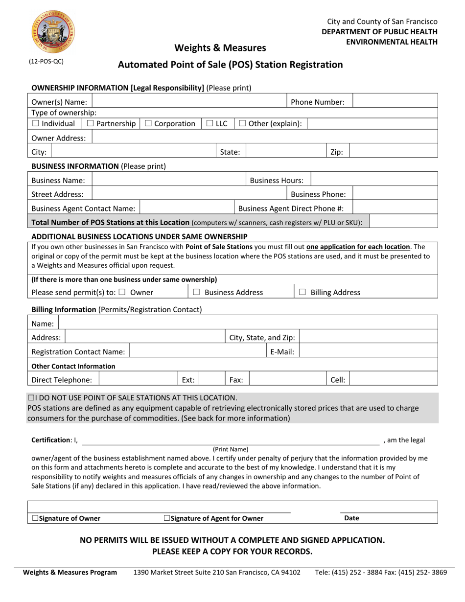 Automated Point of Sale (Pos) Station Registration - Weights  Measures Program - City and County of San Francisco, California, Page 1
