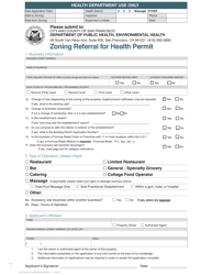 Document preview: Zoning Referral for Health Permit - City and County of San Francisco, California