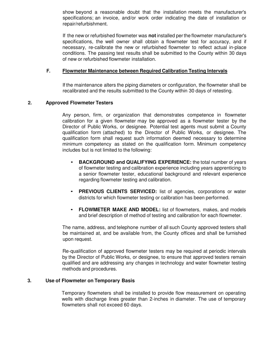 Applicants Qualification Form for Registration as a Flowmeter Tester - County of Ventura, California, Page 3